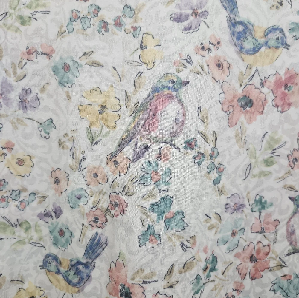 Alfred Dunner White Floral and Birds Button Down Shirt Blouse - Picture 4 of 10